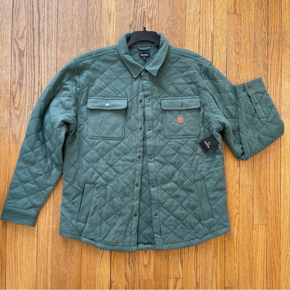Brixton Cass Quilted Fleece Jacket Dark Forest Green 03335 Size XXL NWT